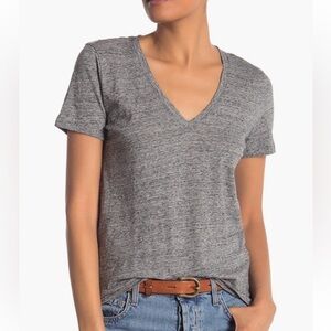 NWT Madewell V Neck Heather Pewter TShirt US Women/Tween XXS